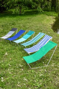 Összecsukható tengerparti napozóágy SAND, zöld csíkos