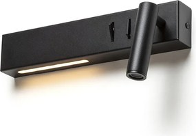 RENDL ODEON nástěnná s podsvícením černá 230V LED 8+3W 30° 3000K