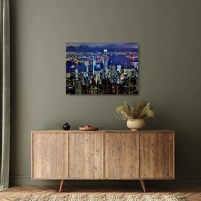 Egy kép a felhőkarcolók éjjel (üvegen) (70x50 cm)