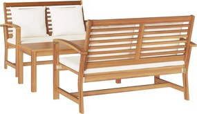 vidaXL Kerti Kanapé Szett 3 pcs Természetes Tömör Teakfa