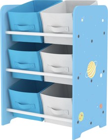 AIYAPLAY Gyermek Polc 3 Éves Kor Felett - Játékpolc 6 Kivehető Nem Szőtt Műanyag Dobozzsal - Játék Szervező Gyerekszobába, Bölcsödébe 43x30x60 cm Kék