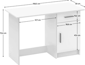 Univerzális PC asztal, fehér, SIRISS NEW