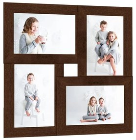 sötétbarna MDF fényképkeretszett 4 db 13 x 18 cm-es képhez