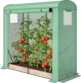 Outsunny üvegház hálós ablakokkal és felhúzható ajtóval, acélvázas PE üvegház, 200 x 75 x 188 cm, ideális paradicsomhoz, zöldségekhez és virágokhoz |