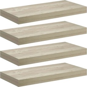 vidaXL 4 db tölgyszínű MDF lebegő fali polc 50 x 23 x 3,8 cm