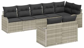 vidaXL Kerti Kanapé Szett Világosszürke polirattan