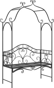 vidaXL Kerti pad Fekete 121 x 48 x 200 cm Acél
