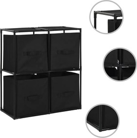 vidaXL acél tárolószekrény 4 db fekete szövetkosárral 63 x 30 x 71 cm