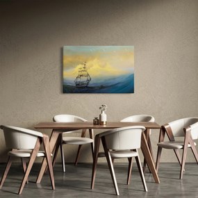 Kép - Egy hajó festménye a tengeren (90x60 cm)