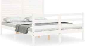 vidaXL fehér tömör fa ágykeret fejtámlával Small Double