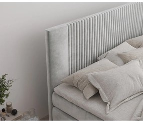 Világosszürke ágyneműtartós boxspring ágy 140x200 cm Bergamo – Maison de Rêve