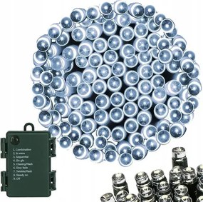 Karácsonyfa Lámpa Elemes 50 Led 5m Fehér Hideg Kültéri IP44 Időzítő