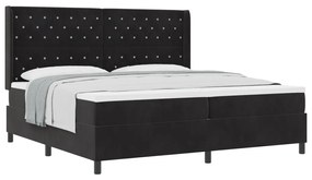 Boxspring Ágy Matracra Fekete 200x200 cm Bársonyos