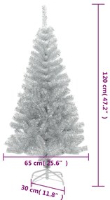 ezüstszínű PET műkarácsonyfa állvánnyal 120 cm