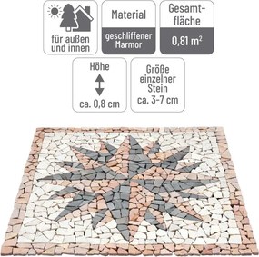 Márvány mozaik Rosone Windrose motívum 90 x 90 cm