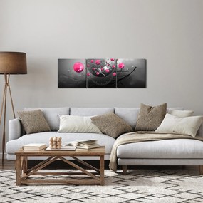Rózsaszín absztrakt gömbök képe (órával) (90x30 cm)