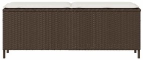 barna polyrattan kerti pad párnával 110x30x40,5 cm