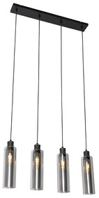 Modern függőlámpa fekete füstüveggel 4 fényű - Stavelot
