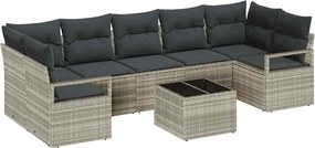 vidaXL Kanapé Szett 8 pcs Világosszürke és Sötétszürke polirattan