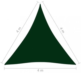 sötétzöld háromszög alakú oxford-szövet napvitorla 4 x 4 x 4 m