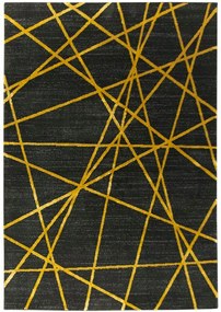 200x290 cm Fekete Sűrű Szőnyeg Fesztivál Arany Vonalak