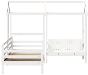 fehér tömör fenyőfa kanapéágy és pad tetővel 80 x 200 cm