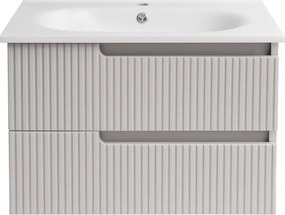 Piramida EURIDIKA fali fürdőszobabútor - műmárvány mosdóval -2 fiókos - PINO BÉZS - 75 x 48 x 53 cm