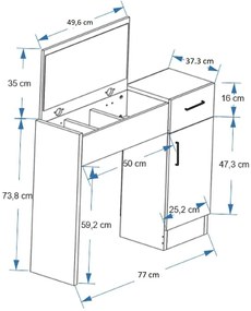 Fésülködőasztal Nukela 2 (világos dió + antracit) . 1094105