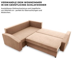 Grande Plus sarokkanapé, baloldali, szövet anyag, barna