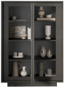 SKY 2.0 magas komód, 2 ajtóval, sötét láva vázzal és laminált előlapokkal