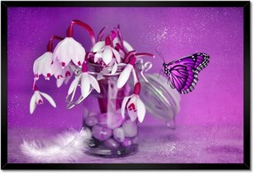 Poszterek keretben 60x40 Hóvirág és pillangó