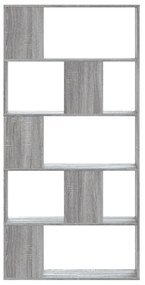 5 szintes szürke sonoma színű fa könyvespolc 80,5x23,5x162,5 cm