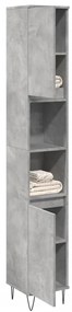 Betonszürke szerelt fa fürdőszobaszekrény 30 x 30 x 190 cm
