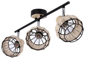 Fekete-krémszínű mennyezeti lámpa fém-rattan búrával ø 12 cm Tajga – Candellux Lighting