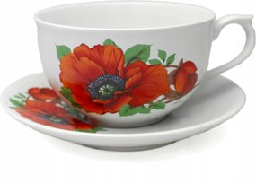 Kerámia csésze 0,25 l pipacs csészealjjal