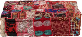 vidaXL kézzel készült piros pamut patchwork kocka puff 50x50x12 cm