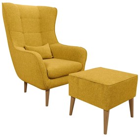 Fotel Comfivo 206Sárga, 106x80x95cm, Kárpit, Lábak: Fa