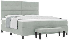 Boxspring Ágy Matraccal és Padlóval, Világosszürke, 180x200 cm, Bársony