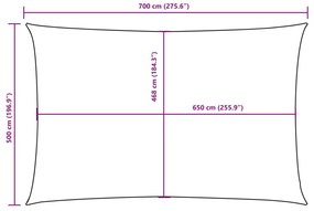sárga téglalap alakú oxford-szövet napvitorla 5 x 7 m