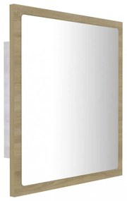 sonoma tölgy akril LED-es fürdőszobai tükör 40x8,5x37 cm
