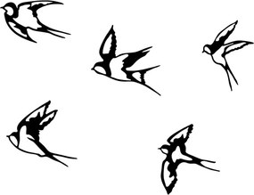 Swallows 303 fém faldekoráció, 5 db-os szett