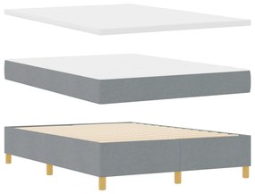 Boxspring Ágy Mattal és LED Fénnyel Szürke 140x200 cm Szövet