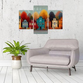 Kép - Festett őszi város (90x60 cm)