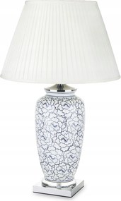 LĂĄmpa lĂĄmpaernyĆvel vĂĄszon lĂĄmpabĂșra kĂ©k-fehĂ©r virĂĄgok ezĂŒst kerĂĄmia