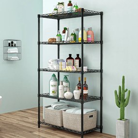 Polcállvány, 5 polcos, fekete, SUER TYP 2