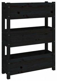 fekete tömör fenyő növénytartó 77x25x104,5 cm