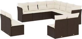 vidaXL 11 részes barna polyrattan kerti ülőgarnitúra párnákkal