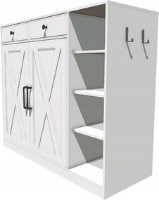 Cipőszekrény, Cipőtároló Előszobába, 6 Állítható Polccal, 2 Fiókkal, Fehér