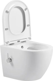 Erga Lily, fali WC-csésze bidé funkcióval + WC-ülőke, fényes fehér, ERG-V03-LILY-RIM-BID-WH