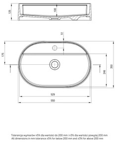 Deante CQS_5U6B SILIA 35x55 cm gránit mosdó, asztalra, lyukkal, bézs